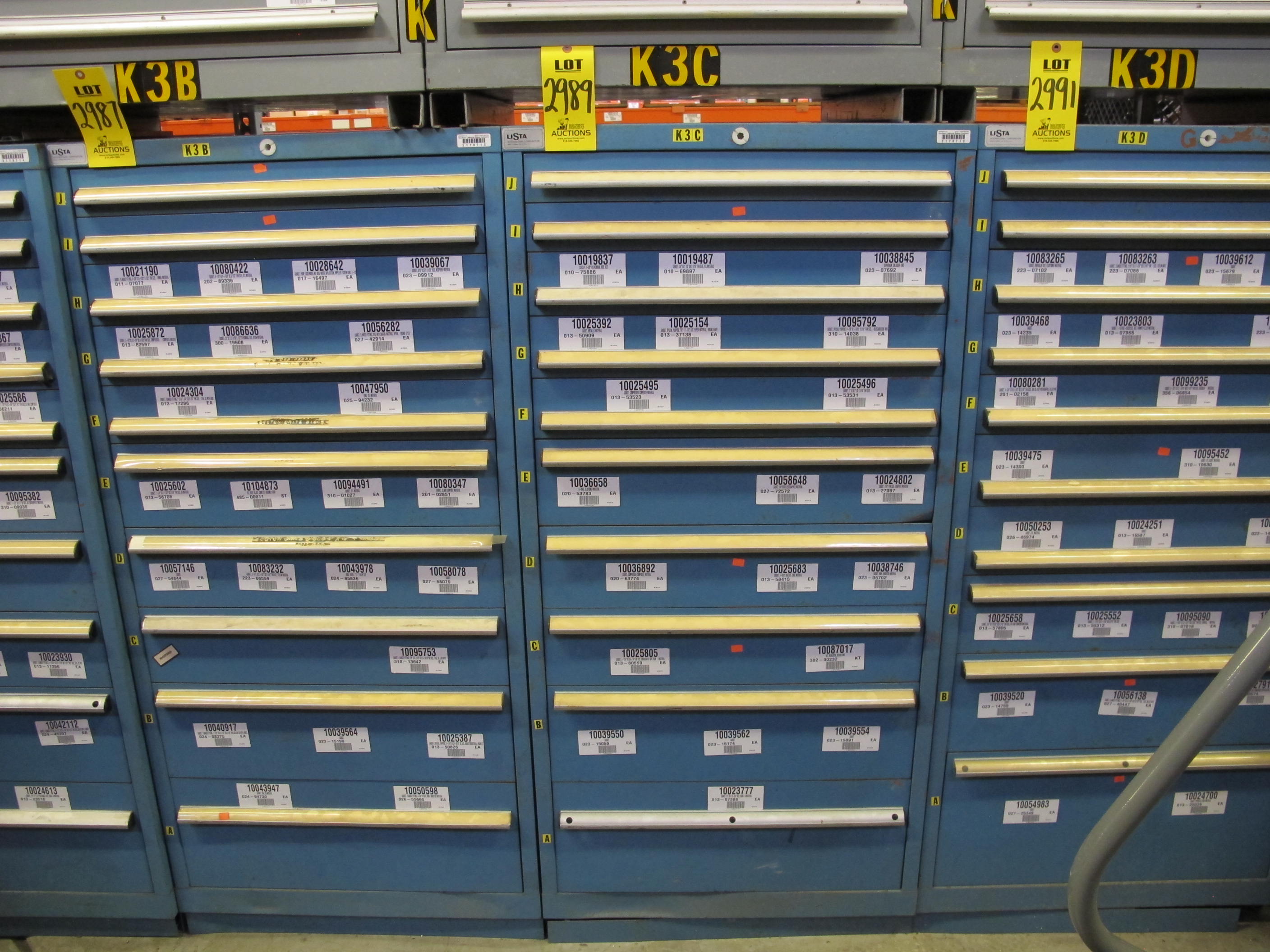 LISTA HEAVY DUTY 10-DRAWER PARTS CABINET W/ CONTENTS (W-50) LOADING & HANDLING FEE $25-